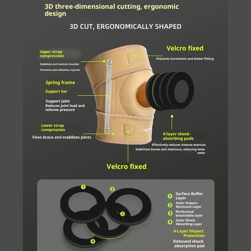 VBOSI 3538V 1Pc Knee Brace Support Compression Sleeve Shock Absorption Patella Protector for Sports  /  Outdoor Activities - Blue