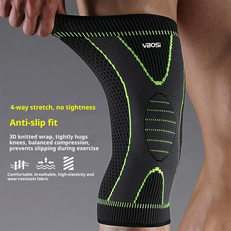 VBOSI 3467V 1Pc M Size 3D Elastic Sports Knee Brace Support for 30-45cm Leg Circumference Compression Bandage Knee Protector - Orange