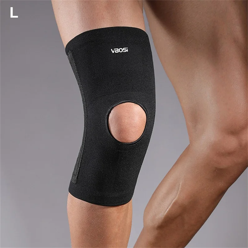 VBOSI 0367V 1Pc L Size 3D Elastic Patella Brace Support for Basketball Cycling Running Anti Slip Sports Knee Pad - Black - Black