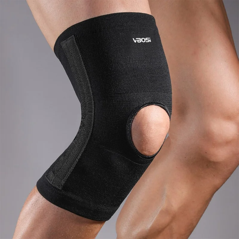 VBOSI 0367V 1Pc L Size 3D Elastic Patella Brace Support for Basketball Cycling Running Anti Slip Sports Knee Pad - Black - Black