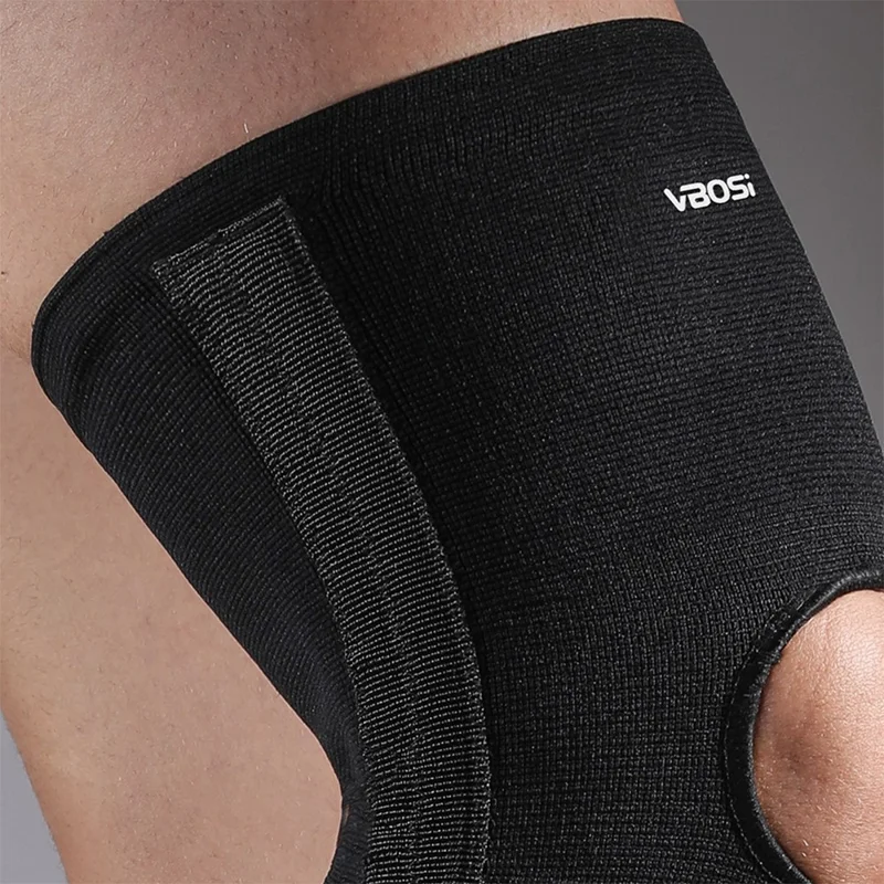 VBOSI 0367V 1Pc L Size 3D Elastic Patella Brace Support for Basketball Cycling Running Anti Slip Sports Knee Pad - Black - Black