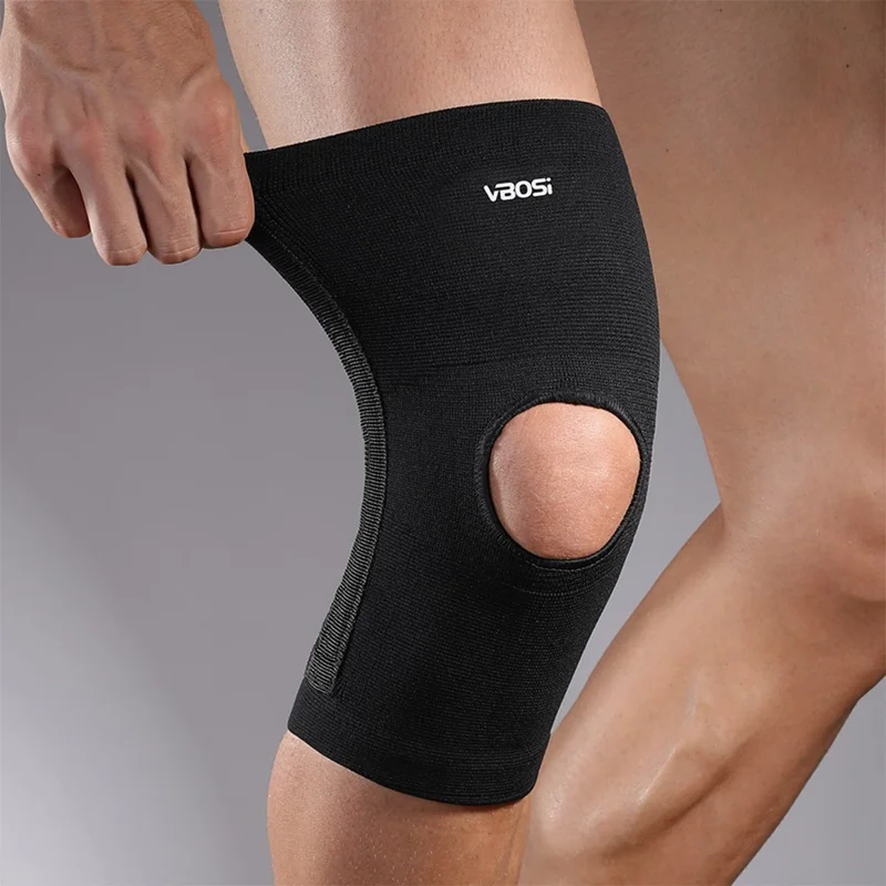 VBOSI 0367V 1Pc L Size 3D Elastic Patella Brace Support for Basketball Cycling Running Anti Slip Sports Knee Pad - Black - Black