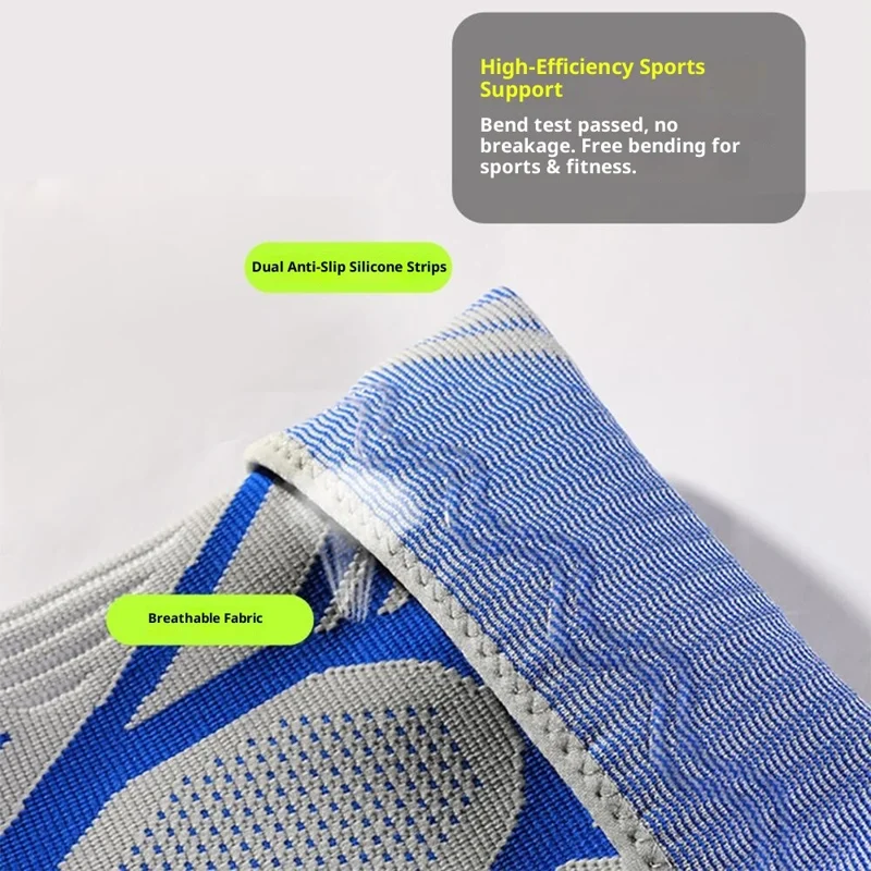 VBOSI 8777V 1Pc XL Size 3D Elastic Compression Knee Sleeve for 50-60cm Leg Circumference Knee Support Brace Breathable - Gray Blue