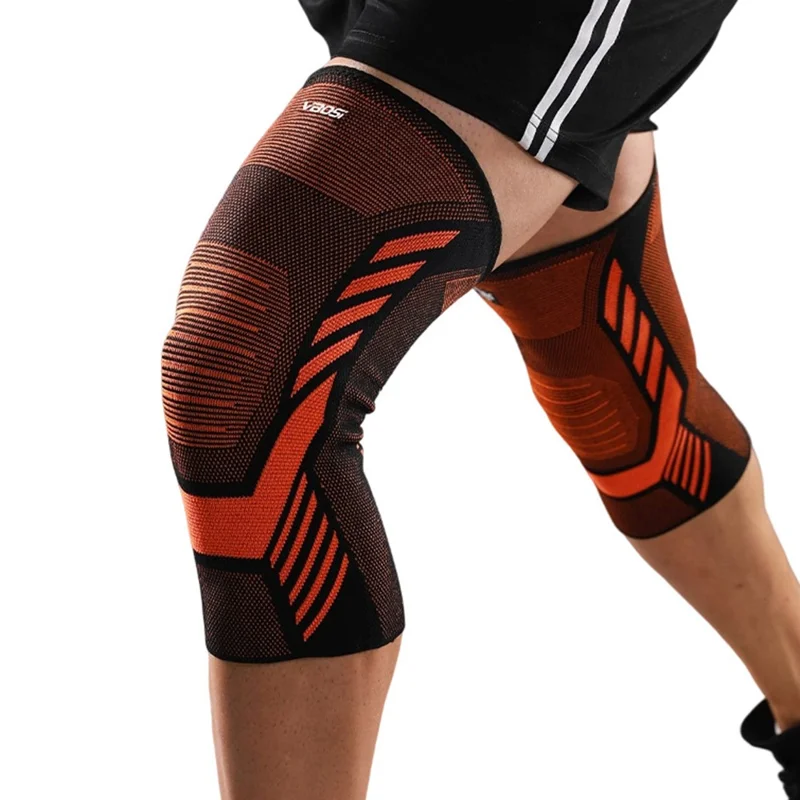 VBOSI 3877V 1Pc M Size Knee Brace Support Compression Sleeve for Basketball / Running / Cycling - Black  /  Orange