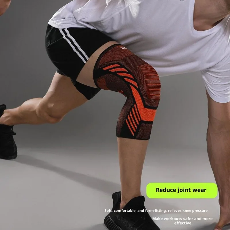 VBOSI 3877V 1Pc M Size Knee Brace Support Compression Sleeve for Basketball / Running / Cycling - Black  /  Orange