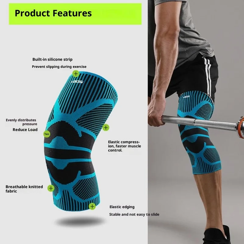 VBOSI 0877V 1Pc Summer Thin Knee Sleeve for 30-45cm Waist 3D Knitted Breathable X-Shaped Compression Knee Support - M  /  Lake Blue