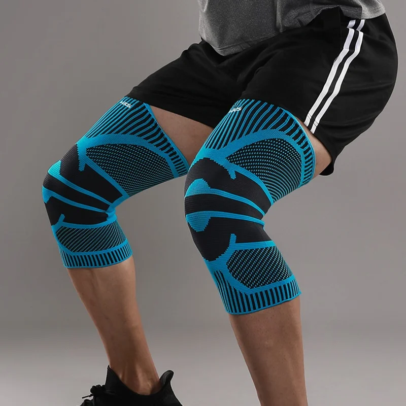 VBOSI 0877V 1Pc Summer Thin Knee Sleeve for 30-45cm Waist 3D Knitted Breathable X-Shaped Compression Knee Support - M  /  Black Blue