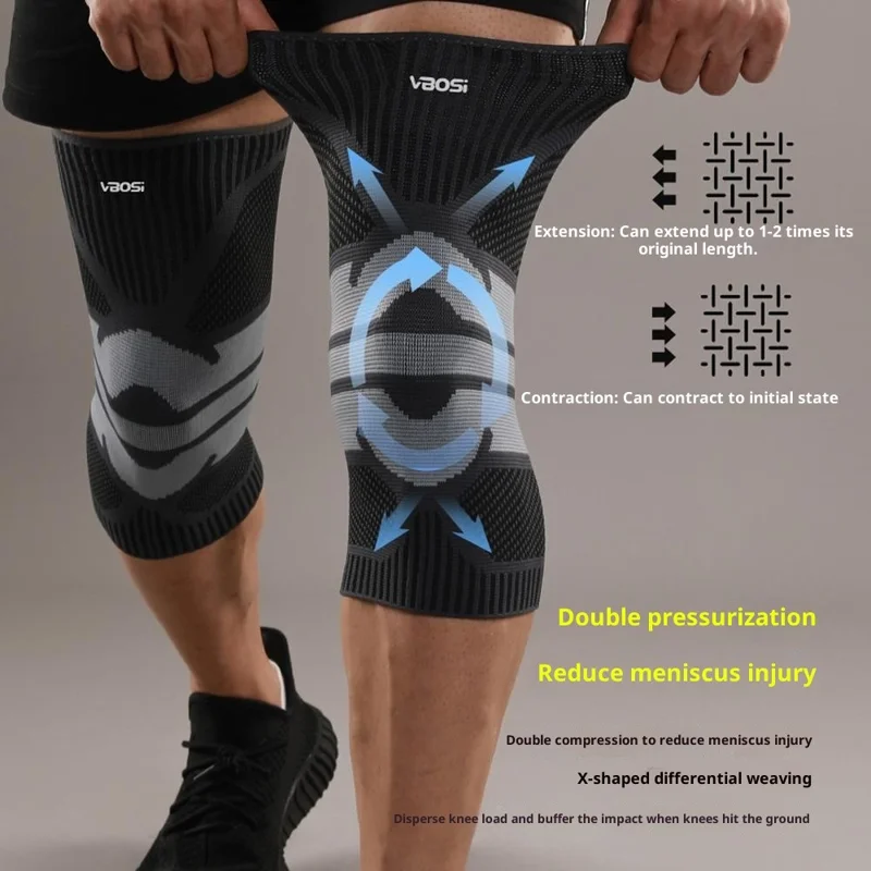 VBOSI 0877V 1Pc Summer Thin Knee Sleeve for 50-60cm Waist 3D Knitted Breathable X-Shaped Compression Knee Support - XL  /  Lake Blue