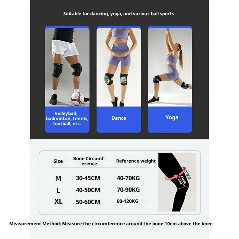 VBOSI 8538V 1 Pair Size L Anti Slip Knee Pads for Volleyball Basketball Shock Absorption Turtle Shell Knee Brace - Black