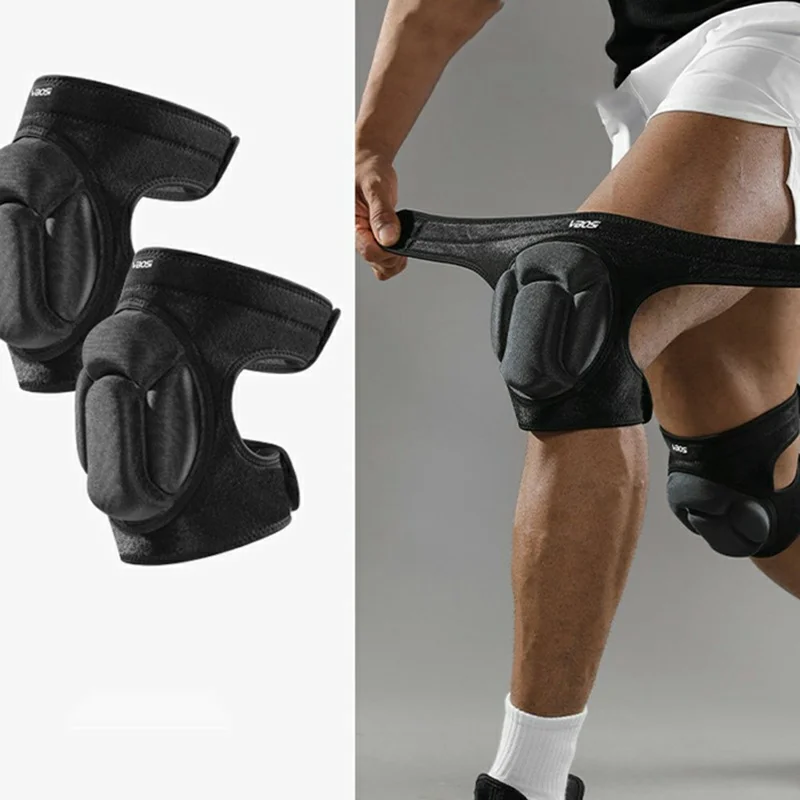 VBOSI 8538V 1 Pair Size XL Anti Slip Knee Pads for Volleyball Basketball Shock Absorption Turtle Shell Knee Brace - Black