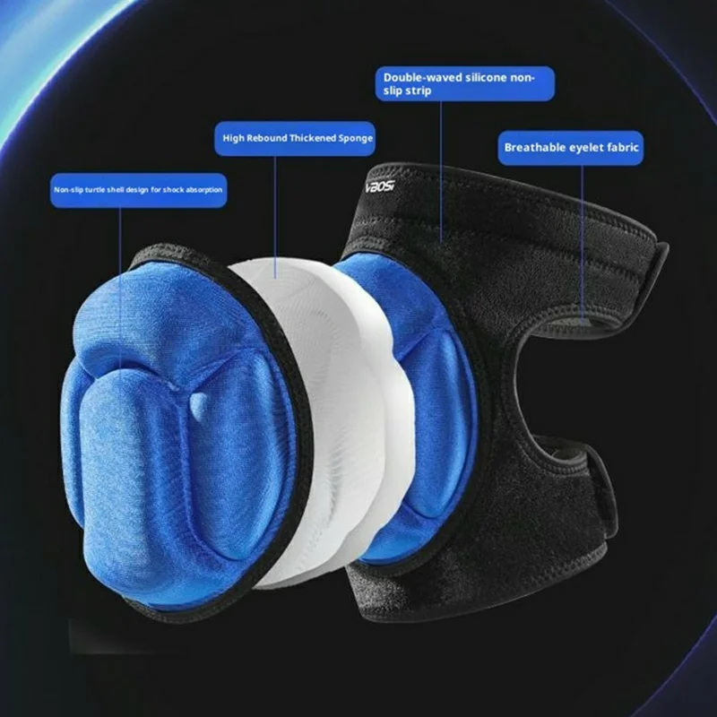 VBOSI 8538V 1 Pair Size XL Anti Slip Knee Pads for Volleyball Basketball Shock Absorption Turtle Shell Knee Brace - Black