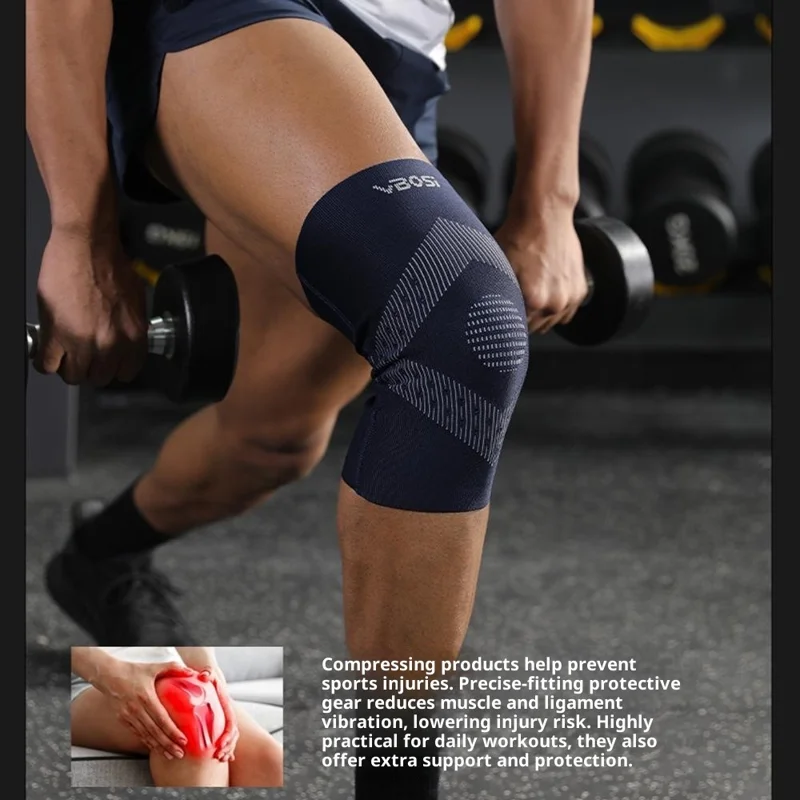 VBOSI 2287V 1Pc M Taille 3D Ménisque Protection Genouillère pour 35 - 42cm Rotule Absorbant les Chocs Compression Genouillère - Noir