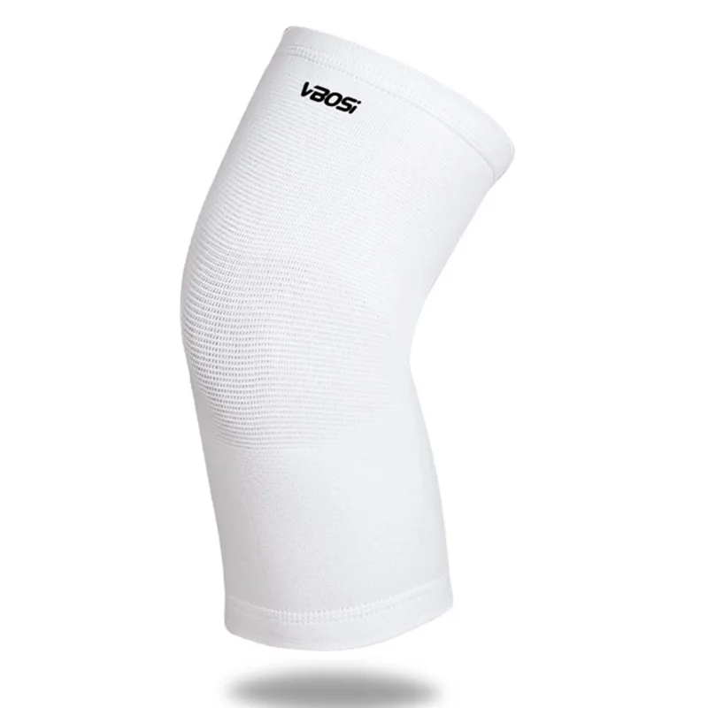 Suporte de Joelho de Compressão Tricotado 3D VBOSI 7367V 1Peça com Bordas Elásticas Bloqueadas e Respiráveis - M / Branco