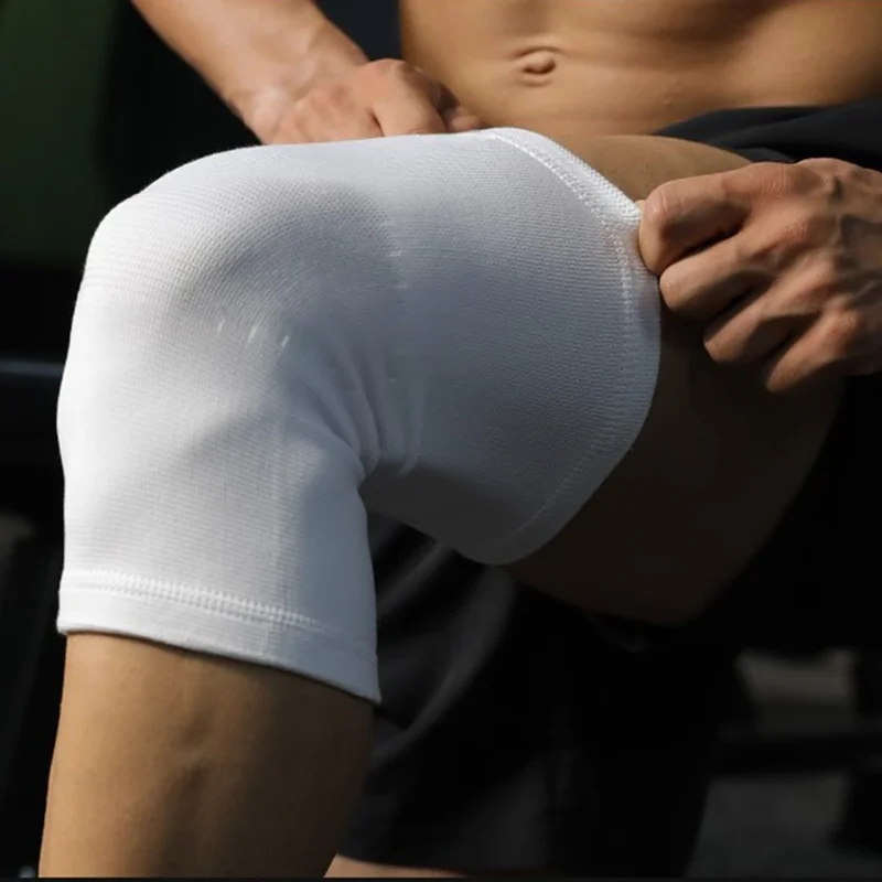 Suporte de Joelho de Compressão Tricotado 3D VBOSI 7367V 1Peça com Bordas Elásticas Bloqueadas e Respiráveis - M / Branco