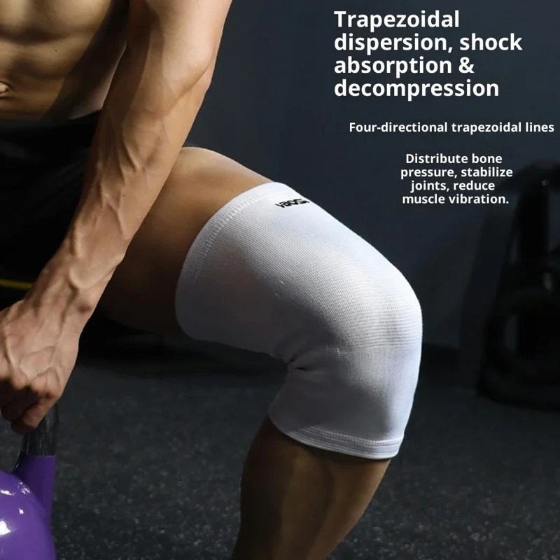 Suporte de Joelho de Compressão Tricotado 3D VBOSI 7367V 1Peça com Bordas Elásticas Bloqueadas e Respiráveis - M / Branco