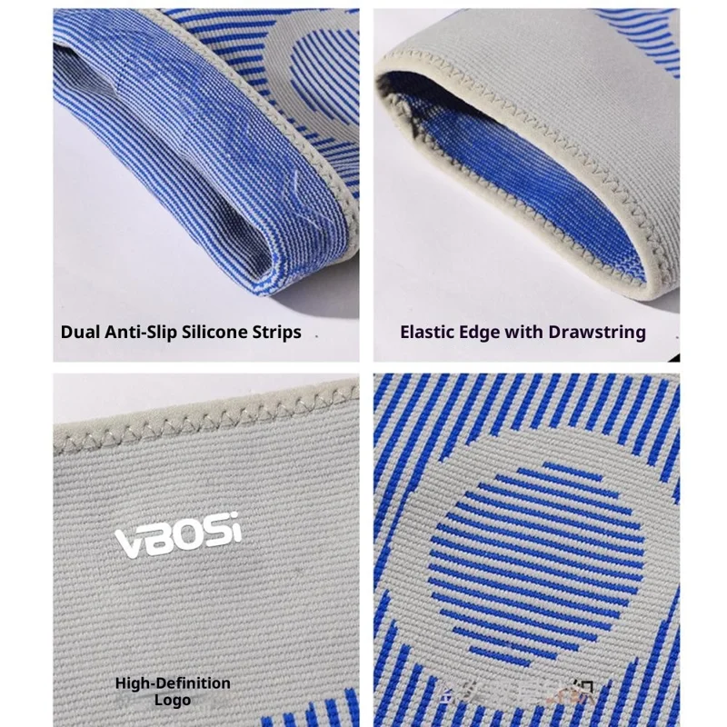 VBOSI 4777V 1Pc M Size 3D Knit Knee Brace for 30-40cm Patella Thickened Wear Resistant Compression Patella Support - Grey