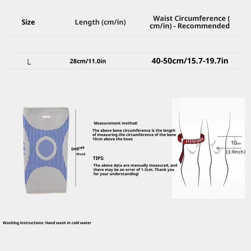 VBOSI 4777V 1Pc L Tamanho Joelheira 3D Knit para Patela de 40-50cm Espessada Resistente ao Desgaste Suporte de Compressão para Patela - Cinza