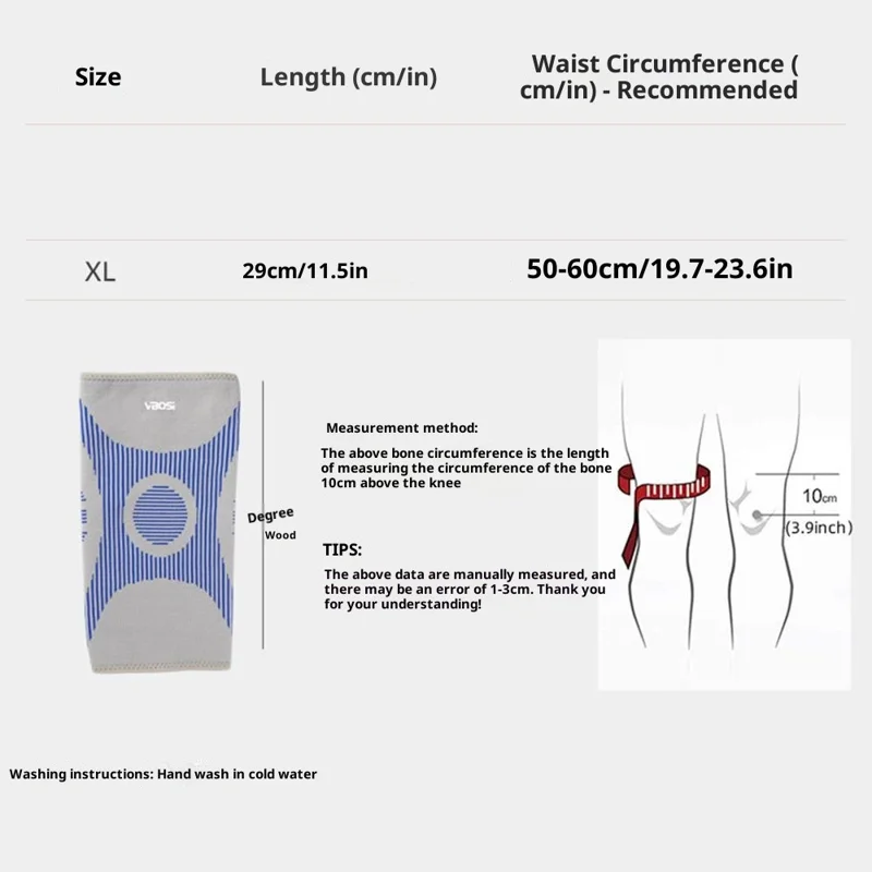 VBOSI 4777V 1Pc XL Taille 3D Tricot Genouillère pour Rotule de 50-60cm Épaissie Résistante à l'Usure Compression Soutien de la Rotule - Bleu