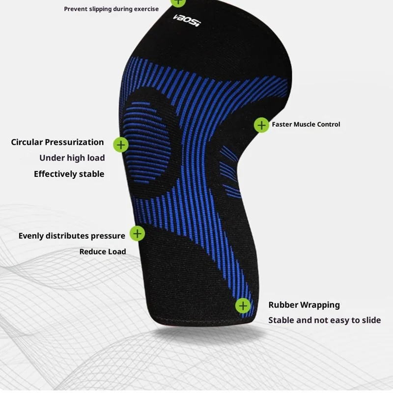 VBOSI 4777V 1Pc XL Taille 3D Tricot Genouillère pour Rotule de 50-60cm Épaissie Résistante à l'Usure Compression Soutien de la Rotule - Bleu