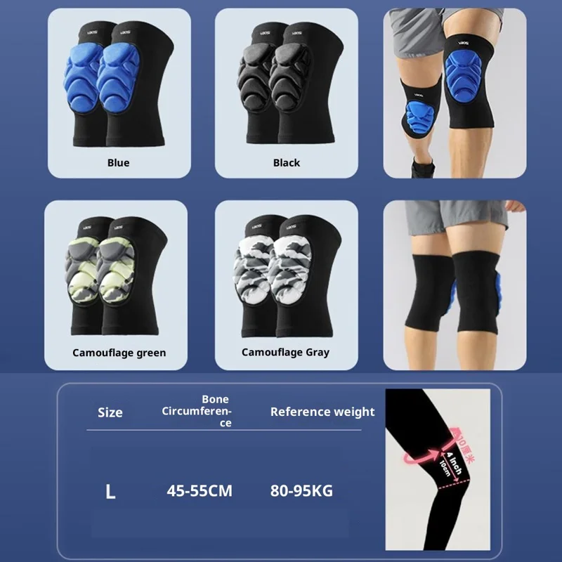 VBOSI 1977V 1 Paire L Taille Genouillère de Soutien Enveloppante à 360° pour Rotule de 45-55cm Garde-Genoux Haute Densité Chaud - Noir