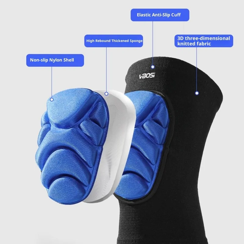 VBOSI 1977V 1 Paire L Taille Genouillère de Soutien Enveloppante à 360° pour Rotule de 45-55cm Garde-Genoux Haute Densité Chaud - Noir