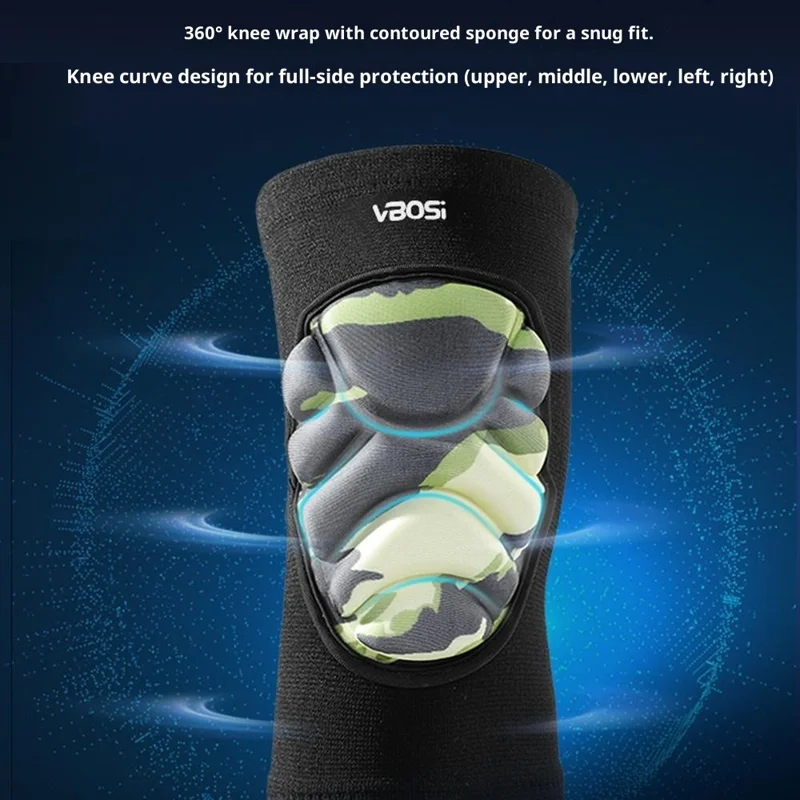 VBOSI 1977V 1 Paire L Taille Genouillère de Soutien Enveloppante à 360° pour Rotule de 45-55cm Garde-Genoux Haute Densité Chaud - Noir