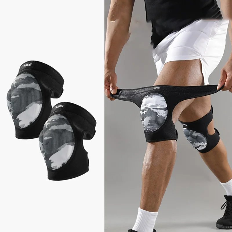 VBOSI 9538V 1 Paar M Größe Verstärkte EVA-Schaumstoff-Kniepolster für 30 - 45 cm Knie Verstellbare stoßfeste Beinschoner - Camouflage Grau