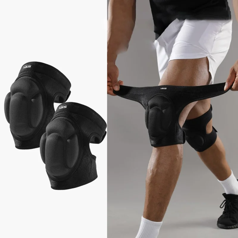 VBOSI 9538V 1 Paire Genouillères L Taille Mousse EVA Épaissie pour Genoux de 40 à 50 cm Protège-Jambes Résistants aux Chocs Réglables - Noir