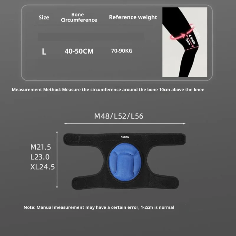 VBOSI 9538V 1 Paire Genouillères L Taille Mousse EVA Épaissie pour Genoux de 40 à 50 cm Protège-Jambes Résistants aux Chocs Réglables - Noir