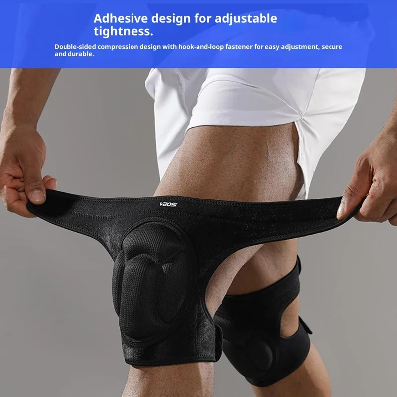 VBOSI 9538V 1 Paire Genouillères L Taille Mousse EVA Épaissie pour Genoux de 40 à 50 cm Protège-Jambes Résistants aux Chocs Réglables - Noir