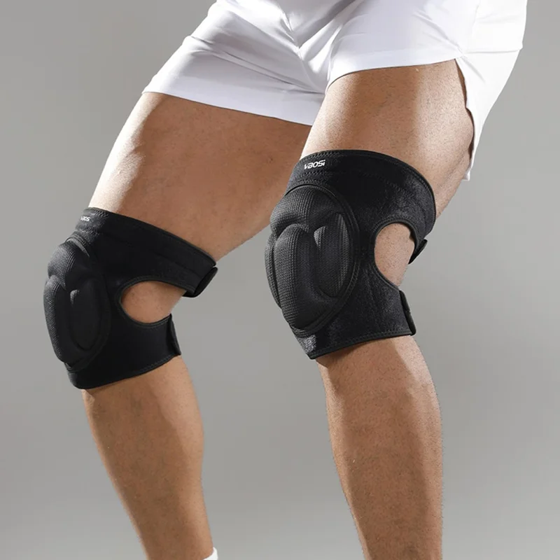 VBOSI 9538V 1 Paire Genouillères L Taille Mousse EVA Épaissie pour Genoux de 40 à 50 cm Protège-Jambes Résistants aux Chocs Réglables - Noir