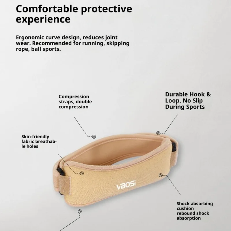 VBOSI 0438V 1Pc One Size Fits All Patella Strap Knee Brace Sports Protective Gear Patella Joint Support Shock Absorbing - Beige