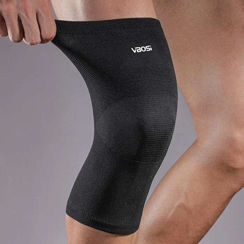VBOSI 0067V 1Pc 3D Élastique Tricot Genouillère Respirant Évacuation de l'humidité Haute Rebond Équipement de Protection Sportive - M / Noir