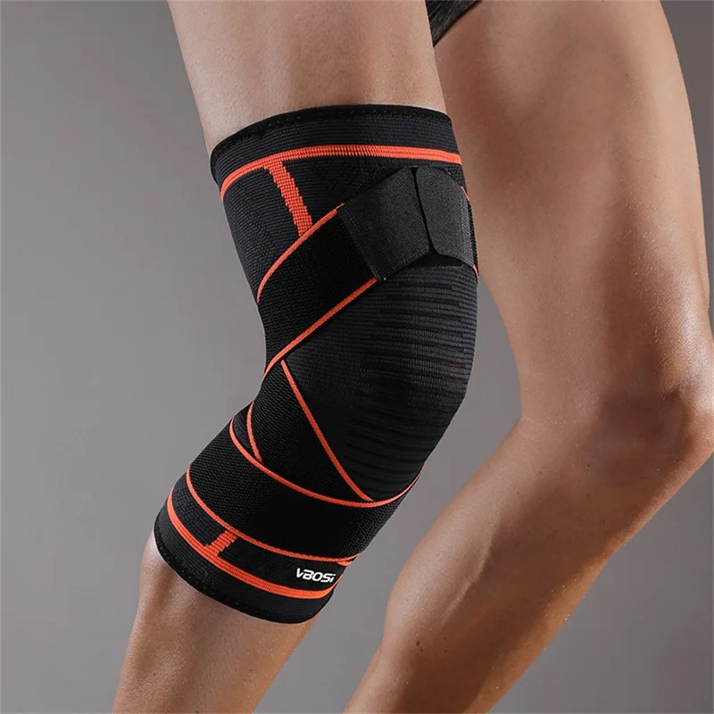VBOSI 2167V 1Pc L Size 3D Sports Compression Gear for 30-40cm Leg High-Elastic Snug Fit Support Sleeve Breathable Knee Wrap - Orange