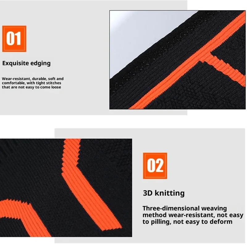 VBOSI 2167V 1Pc XL Size 3D Sports Compression Gear for 50-60cm Leg High-Elastic Snug Fit Support Sleeve Breathable Knee Wrap - Orange