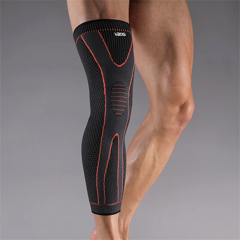 VBOSI 8167V 1Pc M Size Extended Length Leg Warmer Knee Sleeve for 30-45cm Leg 3D Knit Compression Guard Anti-Slip - Orange