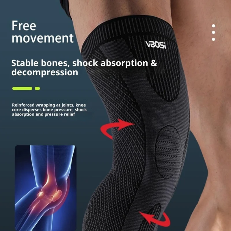 VBOSI 8167V 1Pc M Size Extended Length Leg Warmer Knee Sleeve for 30-45cm Leg 3D Knit Compression Guard Anti-Slip - Orange