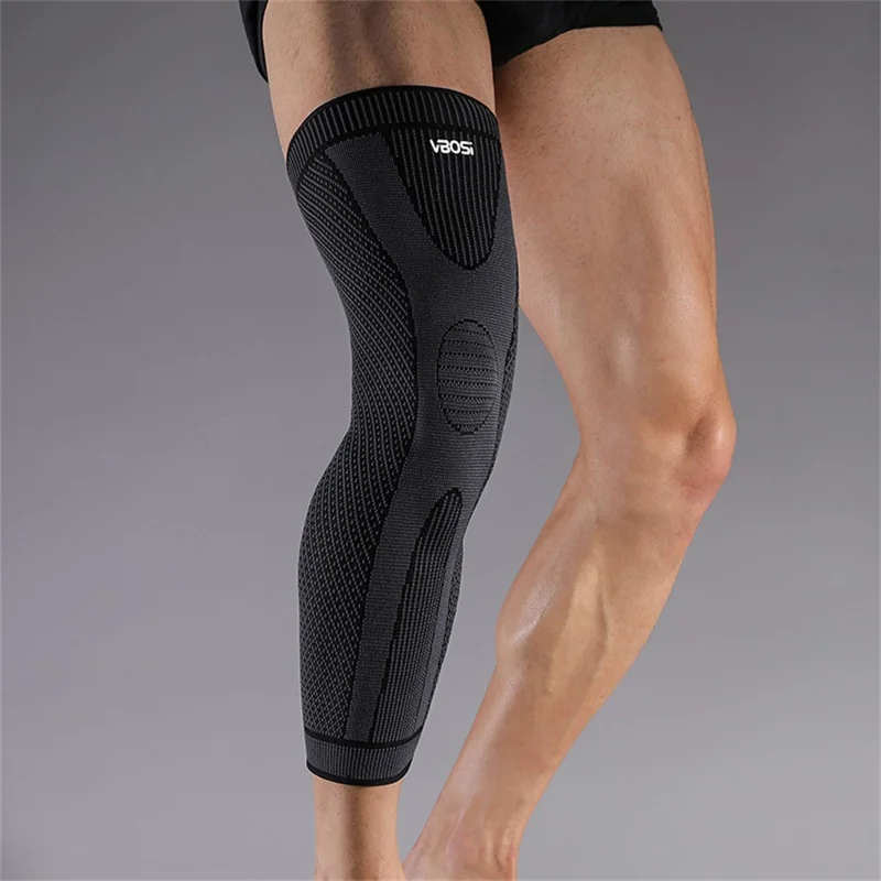 VBOSI 8167V 1Pc L Size Extended Length Leg Warmer Knee Sleeve for 40-50cm Leg 3D Knit Compression Guard Anti-Slip - Black