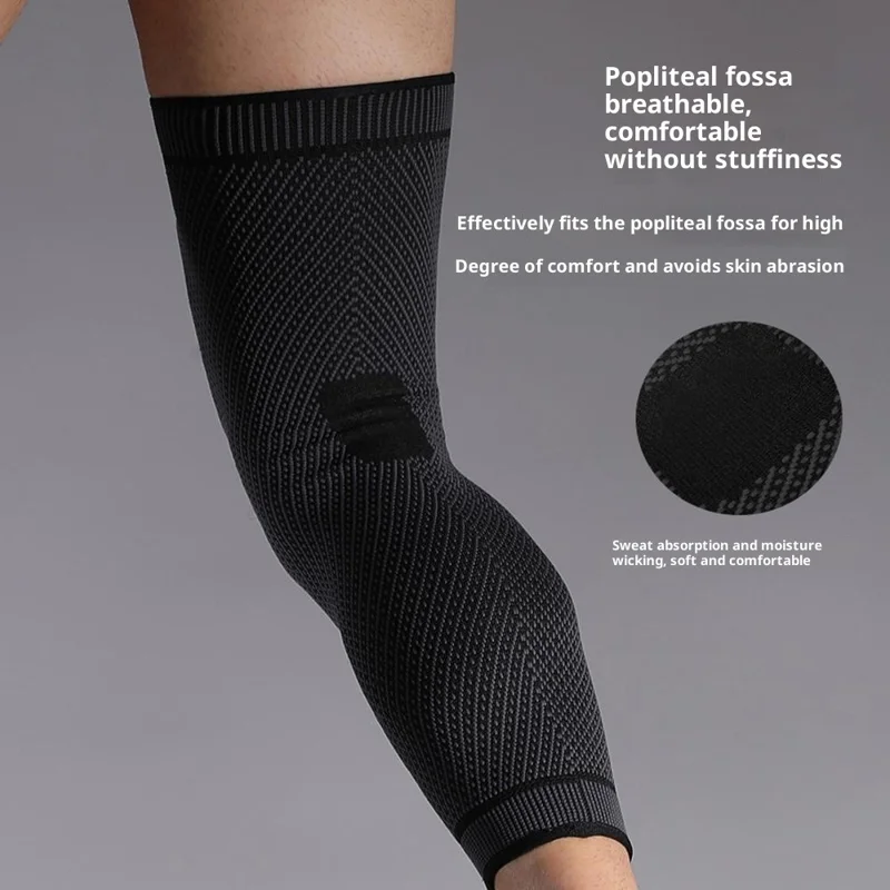 VBOSI 8167V 1Pc L Size Extended Length Leg Warmer Knee Sleeve for 40-50cm Leg 3D Knit Compression Guard Anti-Slip - Black
