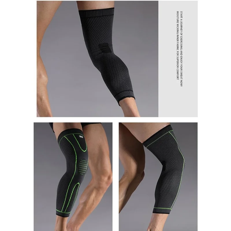VBOSI 8167V 1Pc L Size Extended Length Leg Warmer Knee Sleeve for 40-50cm Leg 3D Knit Compression Guard Anti-Slip - Black