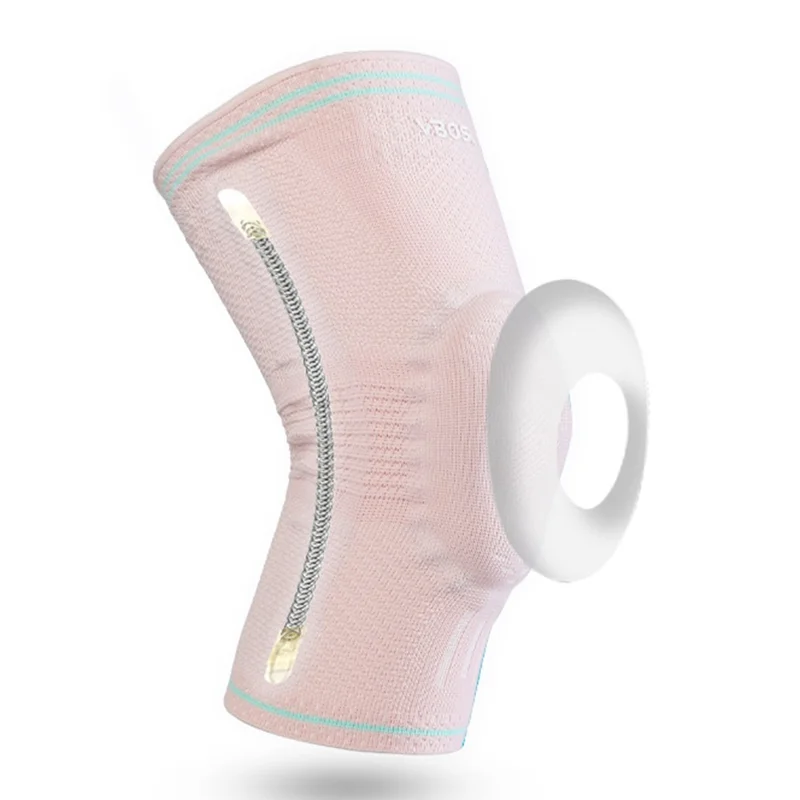 VBOSI 9977V 1Pc 3D Knitted Knee Brace High Elastic Silicone Patella Protection for 30 - 45cm Leg Circumference Shock Absorption - M  /  Pink