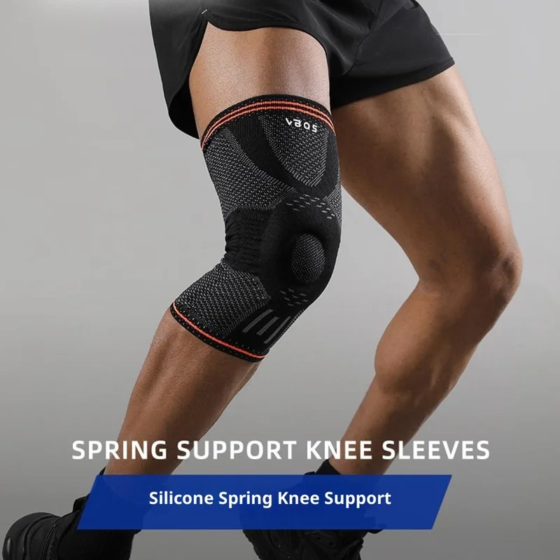 VBOSI 9977V 1Pc 3D Knitted Knee Brace High Elastic Silicone Patella Protection for 30 - 45cm Leg Circumference Shock Absorption - M  /  Pink