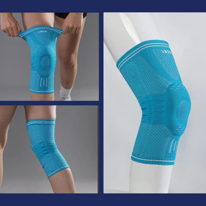 VBOSI 9977V 1Pc 3D Knitted Knee Brace High Elastic Silicone Patella Protection for 30 - 45cm Leg Circumference Shock Absorption - M  /  Pink