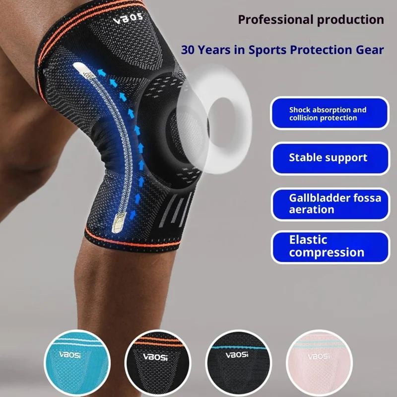 VBOSI 9977V 1Pc XL Tamanho Joelheira 3D Tricotada para Circunferência da Perna de 50 - 55cm Proteção de Patela de Alta Elasticidade Absorção de Choque - Preto