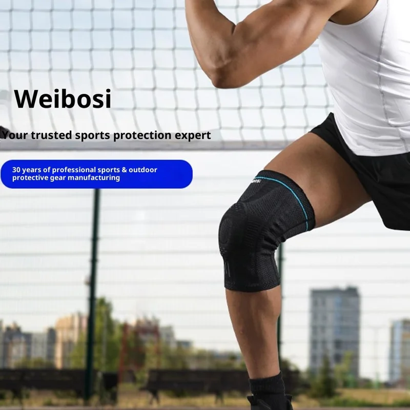 VBOSI 9977V 1Pc XL Tamanho Joelheira 3D Tricotada para Circunferência da Perna de 50 - 55cm Proteção de Patela de Alta Elasticidade Absorção de Choque - Preto