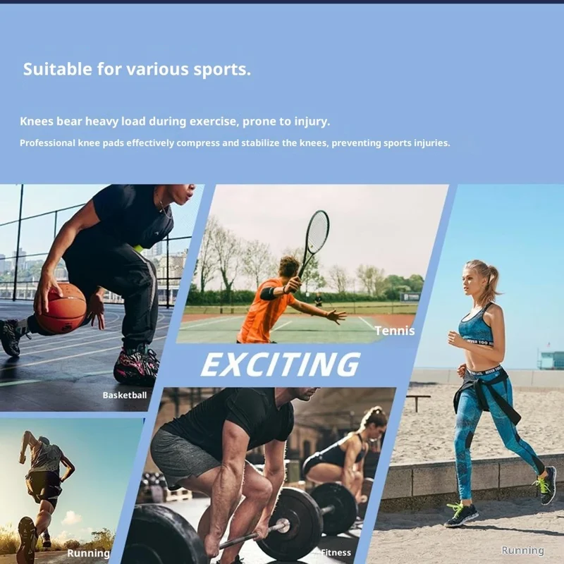 VBOSI 9977V 1Pc XL Tamanho Joelheira 3D Tricotada para Circunferência da Perna de 50 - 55cm Proteção de Patela de Alta Elasticidade Absorção de Choque - Preto