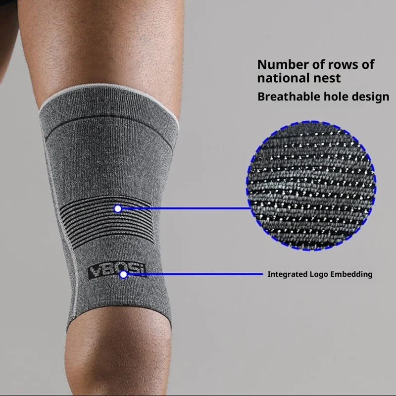 VBOSI 9087 1Pc XL Size Dual-Layer 3D Knitted Knee Compression Sleeve Shock Absorbing Non Slip Knee Sleeve - Dark Grey