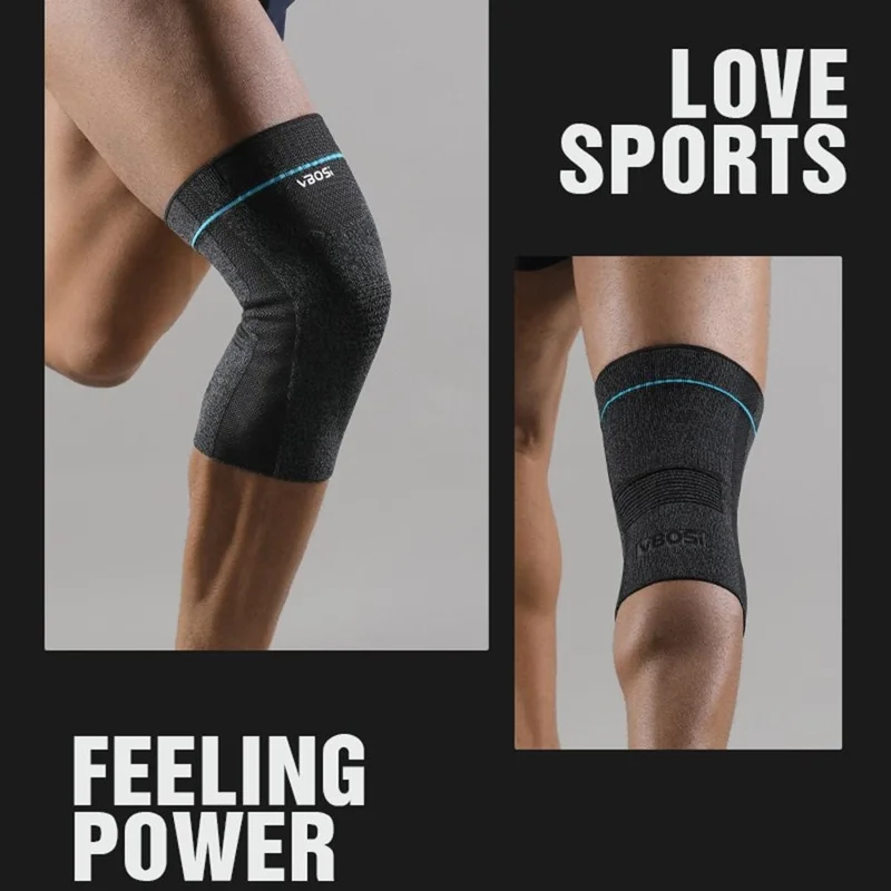 VBOSI 9087 1Pc XL Size Dual-Layer 3D Knitted Knee Compression Sleeve Shock Absorbing Non Slip Knee Sleeve - Dark Grey