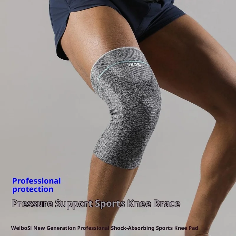 VBOSI 9087 1Pc XL Size Dual-Layer 3D Knitted Knee Compression Sleeve Shock Absorbing Non Slip Knee Sleeve - Dark Grey