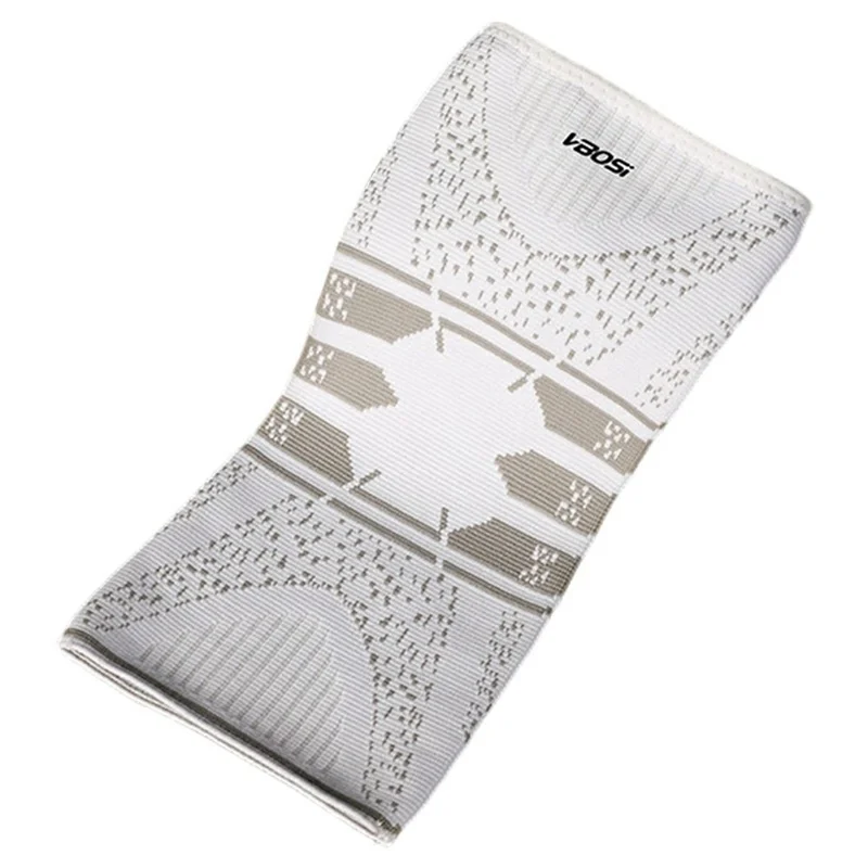 VBOSI 1877V 1Pc Size M 3D Knit Knee Support Brace Anti Slip Breathable Compression Knee Sleeve for Basketball Running - White